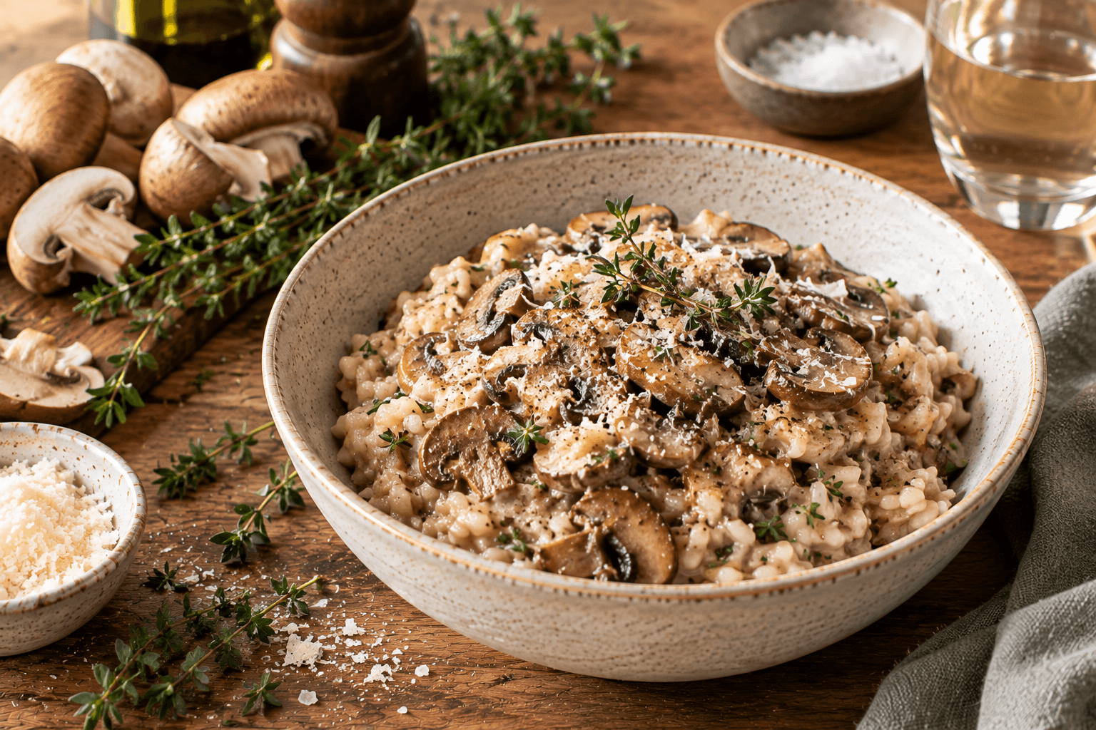 Risotto aux champignons et au thym