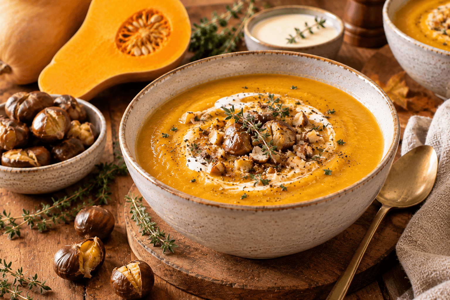 Velouté de butternut et châtaignes